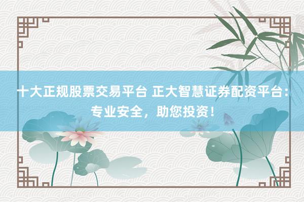 十大正规股票交易平台 正大智慧证券配资平台：专业安全，助您投资！