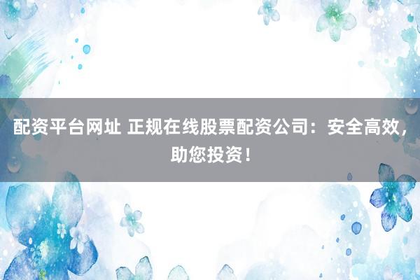 配资平台网址 正规在线股票配资公司：安全高效，助您投资！