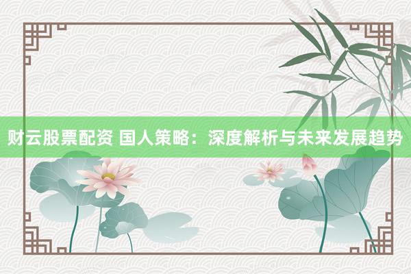 财云股票配资 国人策略：深度解析与未来发展趋势