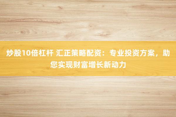 炒股10倍杠杆 汇正策略配资：专业投资方案，助您实现财富增长新动力