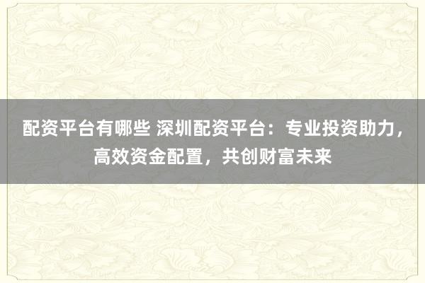 配资平台有哪些 深圳配资平台：专业投资助力，高效资金配置，共创财富未来