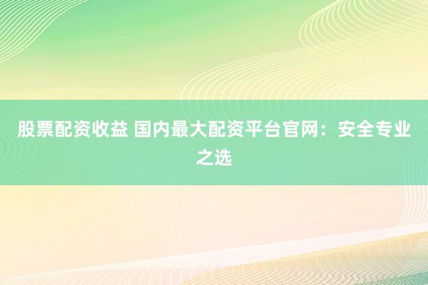 股票配资收益 国内最大配资平台官网：安全专业之选