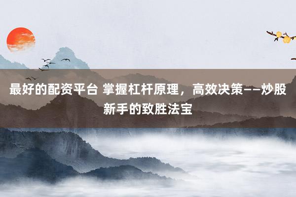 最好的配资平台 掌握杠杆原理，高效决策——炒股新手的致胜法宝