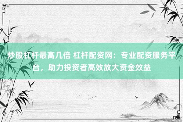 炒股杠杆最高几倍 杠杆配资网：专业配资服务平台，助力投资者高效放大资金效益