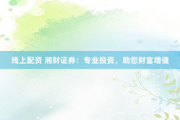 线上配资 湘财证券：专业投资，助您财富增值