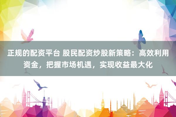 正规的配资平台 股民配资炒股新策略：高效利用资金，把握市场机遇，实现收益最大化