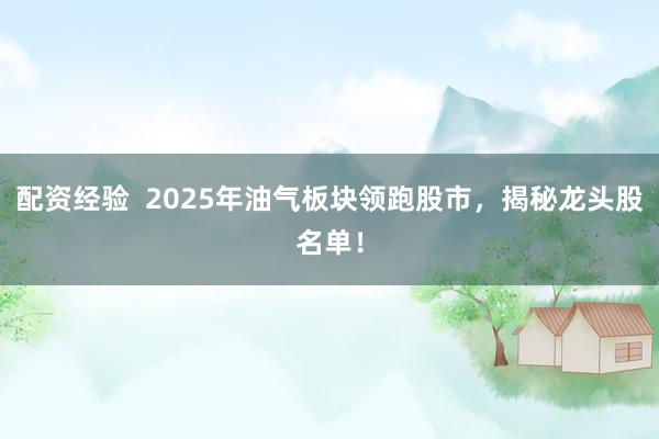 配资经验  2025年油气板块领跑股市,揭秘龙头股名单!