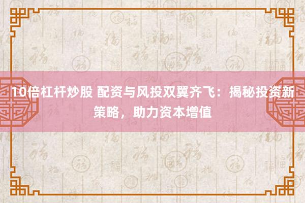 10倍杠杆炒股 配资与风投双翼齐飞:揭秘投资新策略,助力资本增值