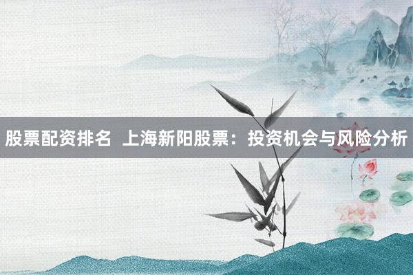 股票配资排名  上海新阳股票：投资机会与风险分析