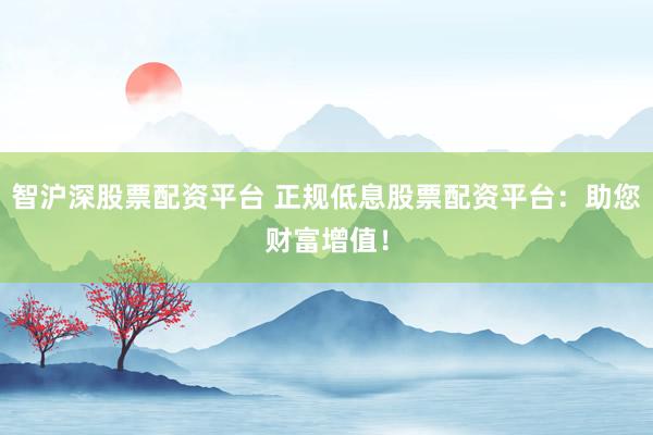 智沪深股票配资平台 正规低息股票配资平台：助您财富增值！