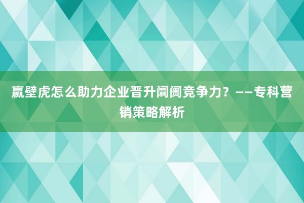 赢壁虎怎么助力企业晋升阛阓竞争力？——专科营销策略解析