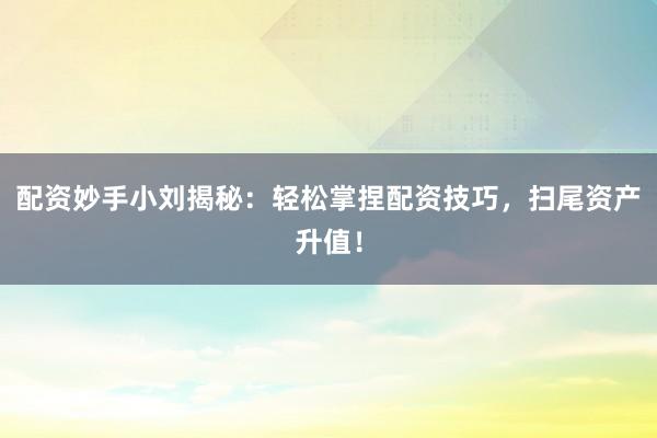 配资妙手小刘揭秘:轻松掌捏配资技巧,扫尾资产升值!