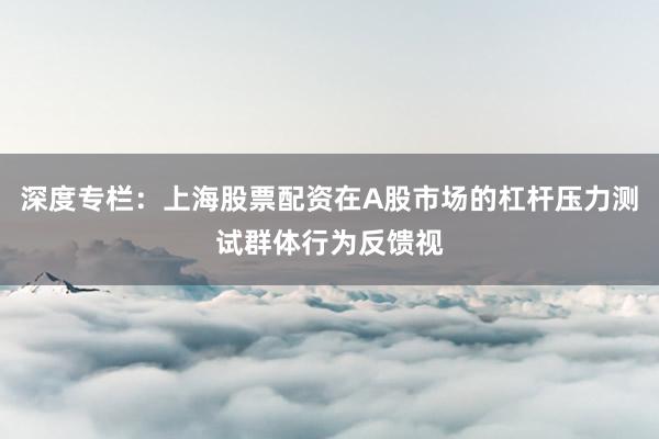 深度专栏：上海股票配资在A股市场的杠杆压力测试群体行为反馈视