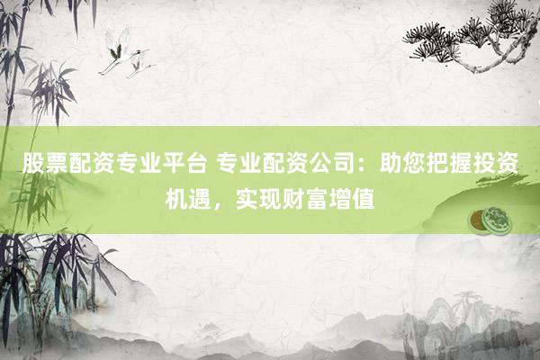 股票配资专业平台 专业配资公司：助您把握投资机遇，实现财富增值