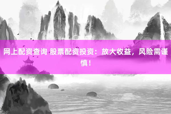 网上配资查询 股票配资投资:放大收益,风险需谨慎!