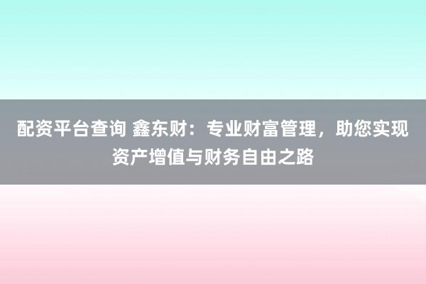 配资平台查询 鑫东财：专业财富管理，助您实现资产增值与财务自由之路