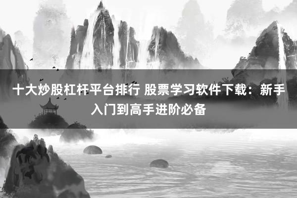 十大炒股杠杆平台排行 股票学习软件下载：新手入门到高手进阶必备
