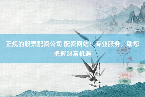 正规的股票配资公司 配资网站：专业服务，助您把握财富机遇