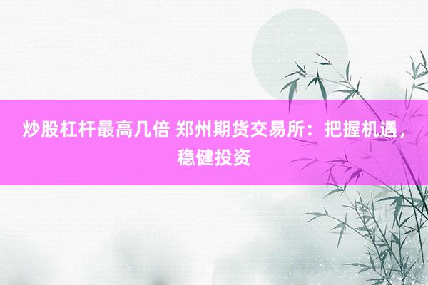 炒股杠杆最高几倍 郑州期货交易所：把握机遇，稳健投资