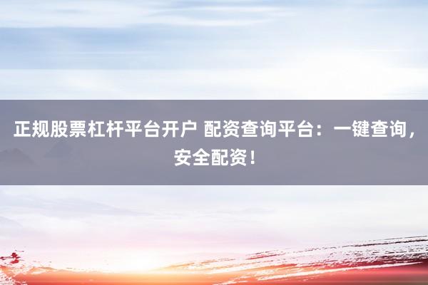 正规股票杠杆平台开户 配资查询平台：一键查询，安全配资！